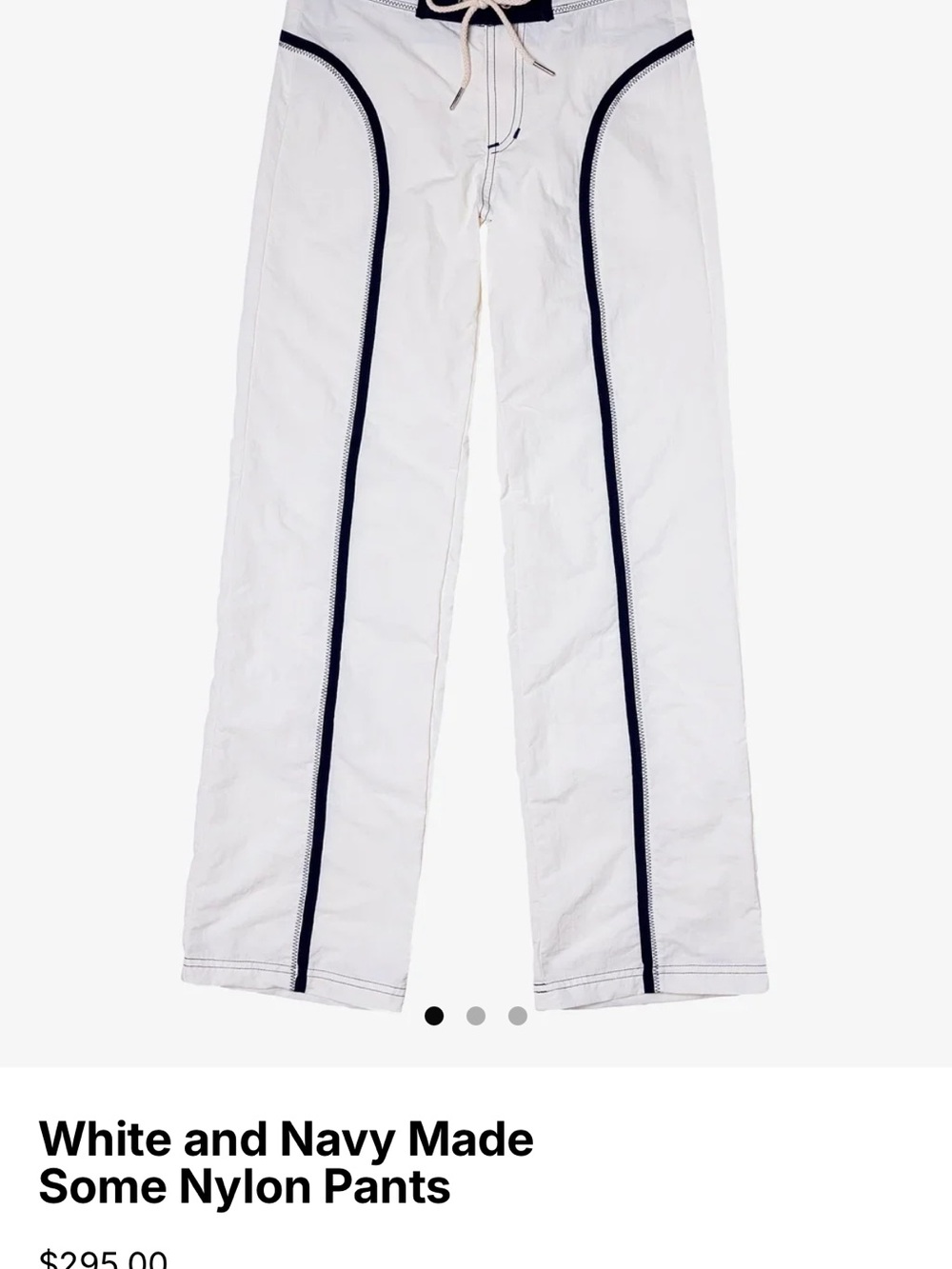 White Nylon Pants with Navy Trim - Women's